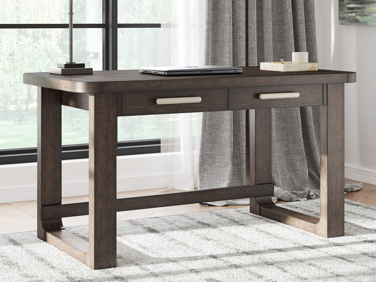 Breckington - Home Office Desk - Dark Brown Writing Desks by Signature Design by Ashley® - Walls Furniture & Mattress