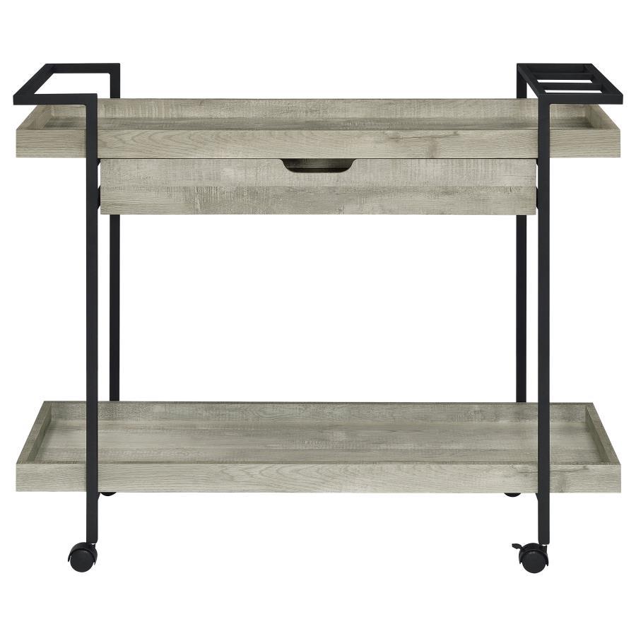 Ventura - 1 - Drawer Engineered Wood Bar Cart - Gray Driftwood Bar Carts by Coaster Fine Furniture - Walls Furniture & Mattress
