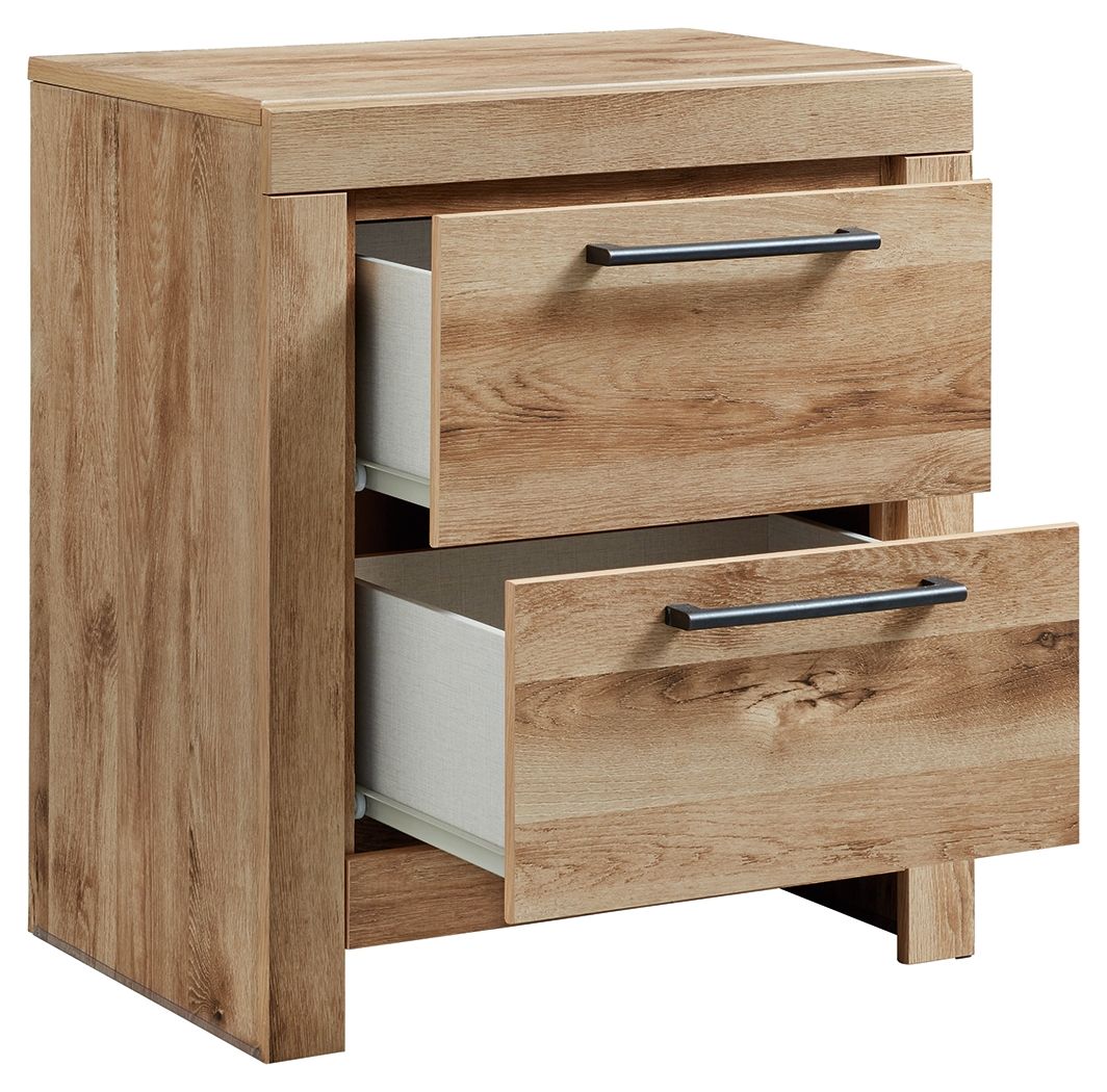 Hyanna - Two Drawer Night Stand - Tan Brown Nightstands w/ Charging Stations by Signature Design by Ashley® - Walls Furniture & Mattress