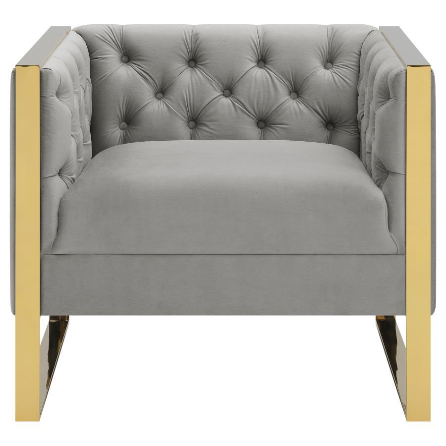 Eastbrook - Velvet Upholstered Tufted Accent Chair - Gray Arm Chairs by CoasterElevations - Walls Furniture & Mattress