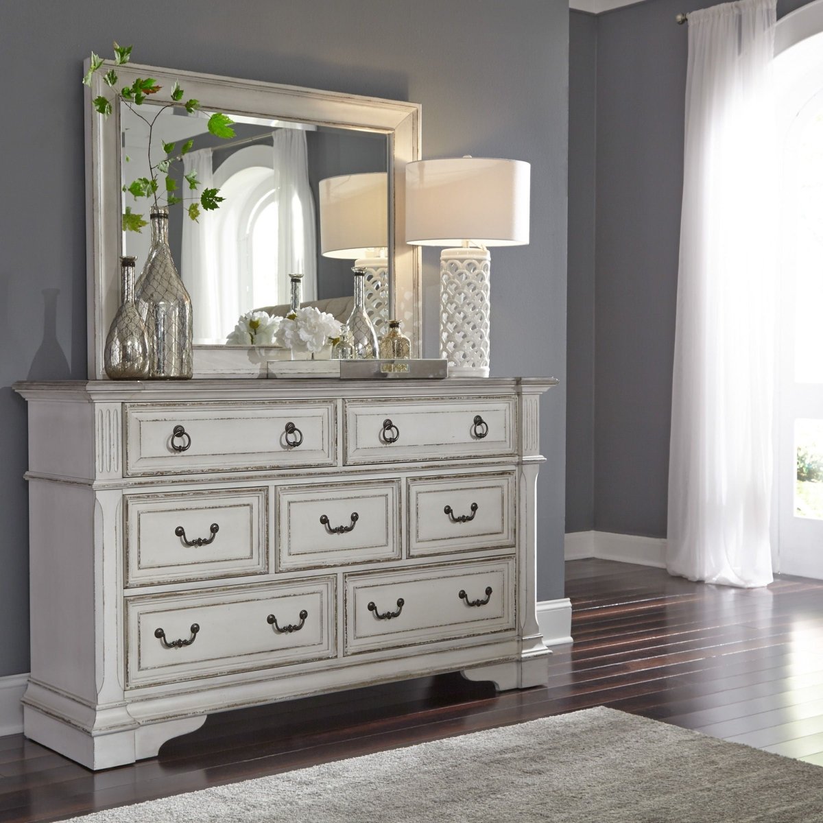 Abbey Park - Sleigh Bed, Dresser & Mirror 3 Piece Bedroom Sets by Liberty Furniture - Walls Furniture & Mattress