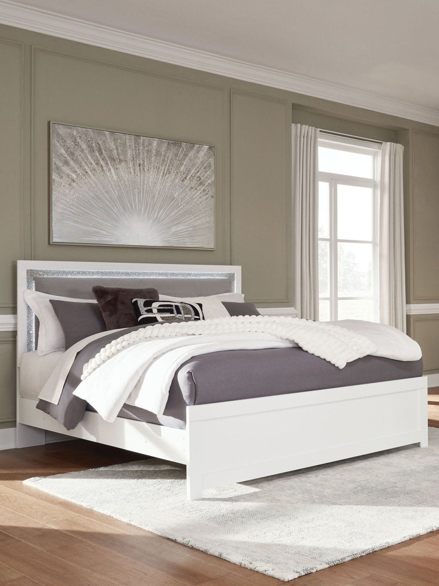 Maeling - King Upholstered Panel Bed - White Upholstered Beds by Signature Design by Ashley® - Walls Furniture & Mattress