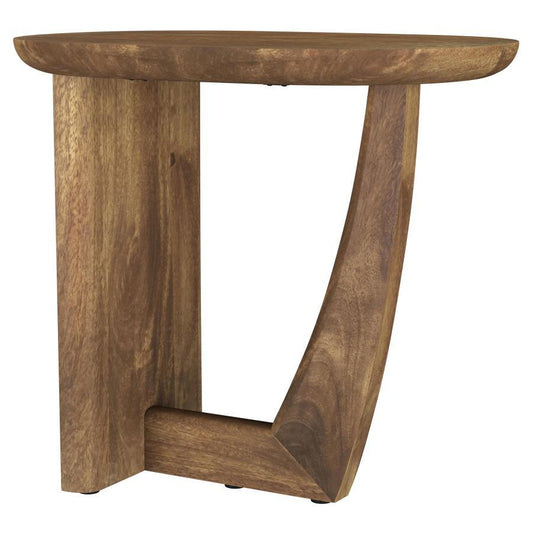 Fletcher - Round Solid Mango Wood Accent Side Table - Brown Side Tables by Coaster Fine Furniture - Walls Furniture & Mattress