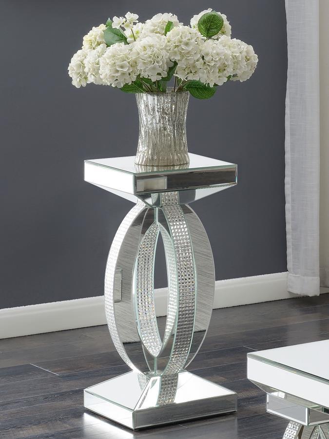 Amalia - Square Mirrored Acrylic Crystal Side End Table - Silver End Tables by CoasterElevations - Walls Furniture & Mattress