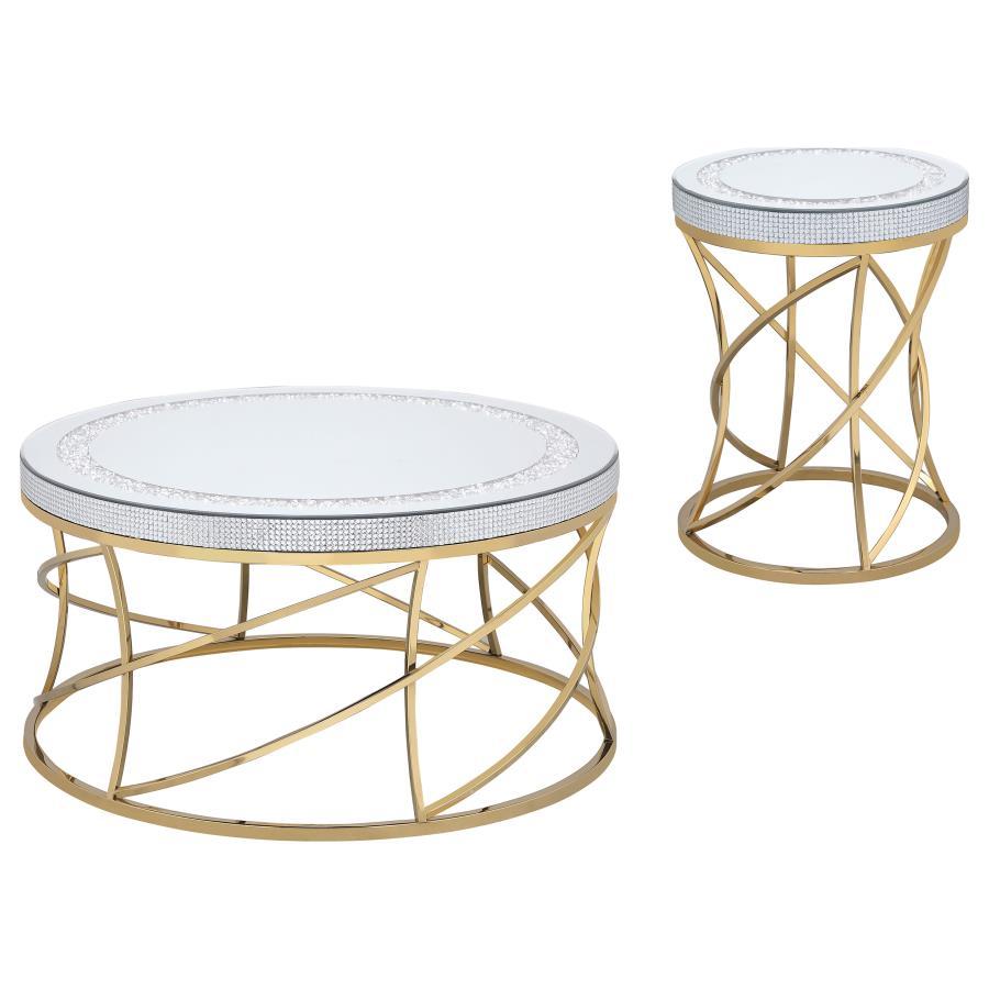 Elise - Round Mirror Top Coffee Table Set Table Sets by Coaster Fine Furniture - Walls Furniture & Mattress
