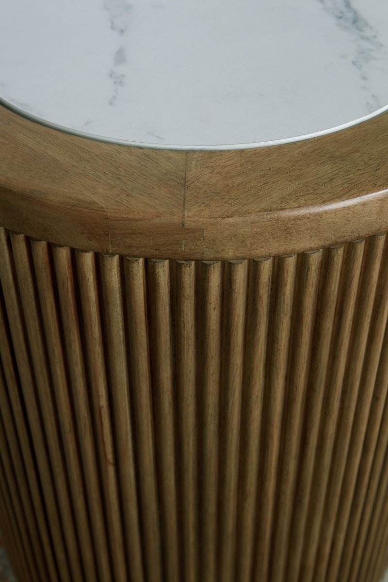 Camdill - Round End Table - Light Brown / White End Tables by Signature Design by Ashley® - Walls Furniture & Mattress