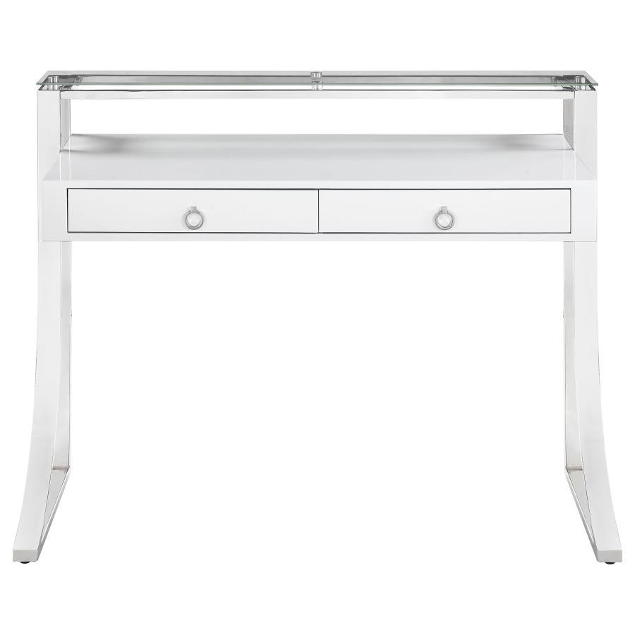 Gemma - 2 - Drawer Writing Desk - White High Gloss Writing Desks by CoasterEssence - Walls Furniture & Mattress