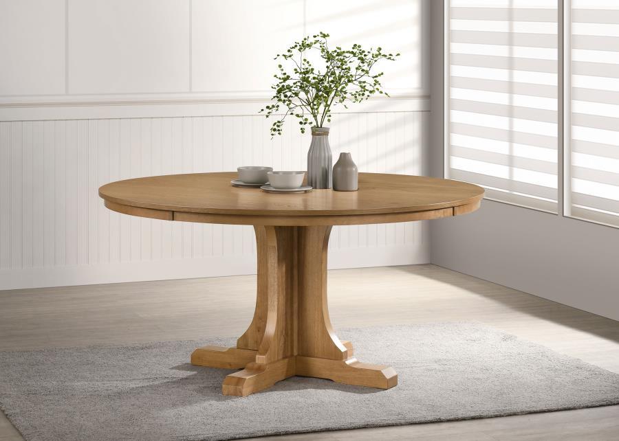 Hartville - 60" Round Dining Table - Natural Light Brown Dining Tables by Coaster Fine Furniture - Walls Furniture & Mattress