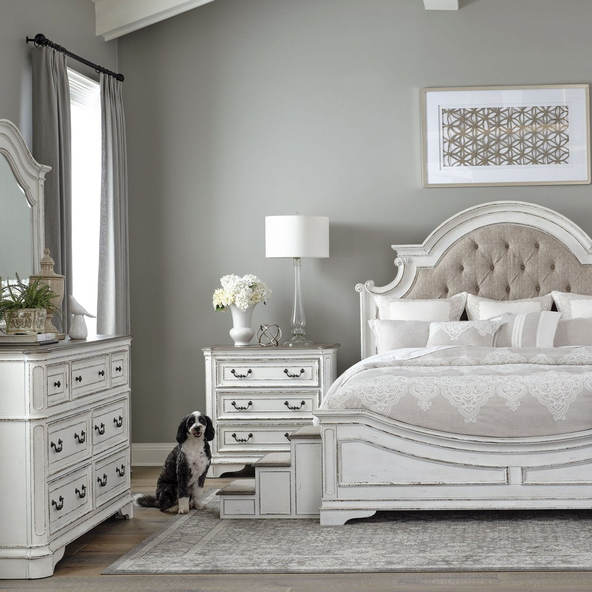 Magnolia Manor - Pet Steps - White Pet Steps by Liberty Furniture - Walls Furniture & Mattress