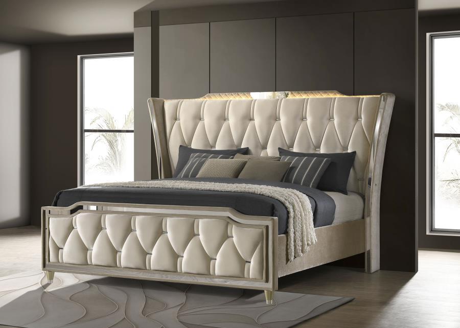 Lorient - LED Upholstered Bed Upholstered Beds by Coaster Fine Furniture - Walls Furniture & Mattress