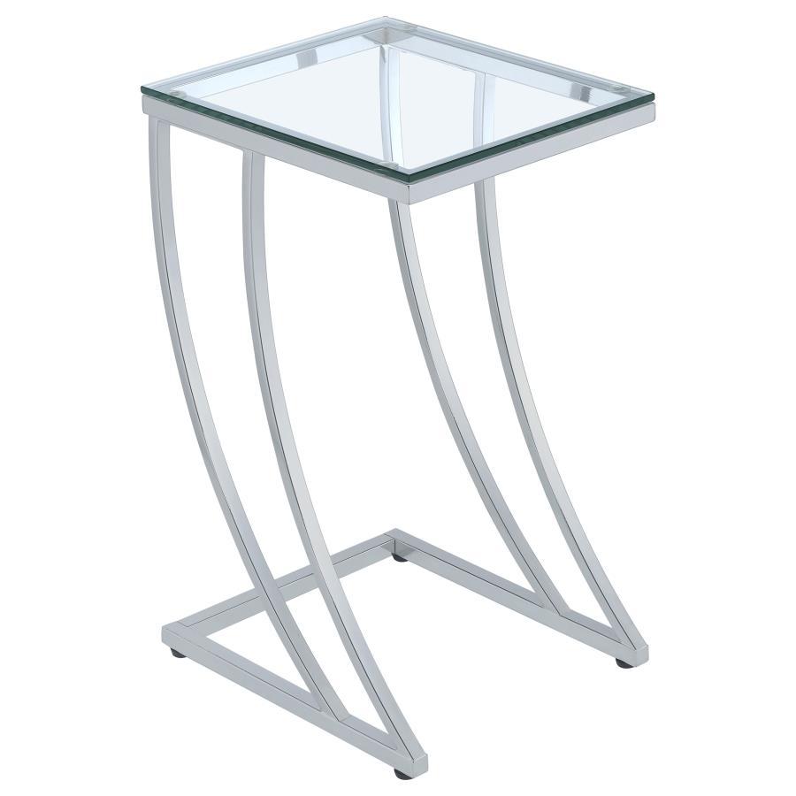 Cayden - Rectangular Glass Top Sofa Side Table - Chrome Side Tables by CoasterEveryday - Walls Furniture & Mattress