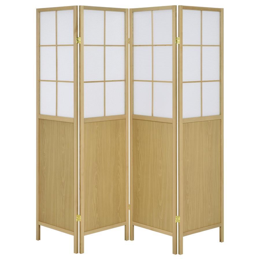 Edwards - 4 - Panel Room Divider Folding Shoji Screen - Natural Room Dividers by Coaster Fine Furniture - Walls Furniture & Mattress