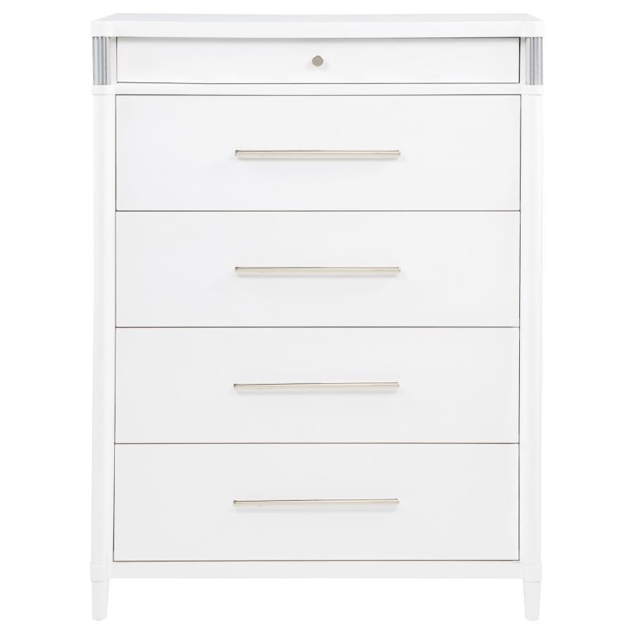 Gracemont - 5 - Drawer Bedroom Chest Of Drawers - White Accent Chests by Coaster Fine Furniture - Walls Furniture & Mattress