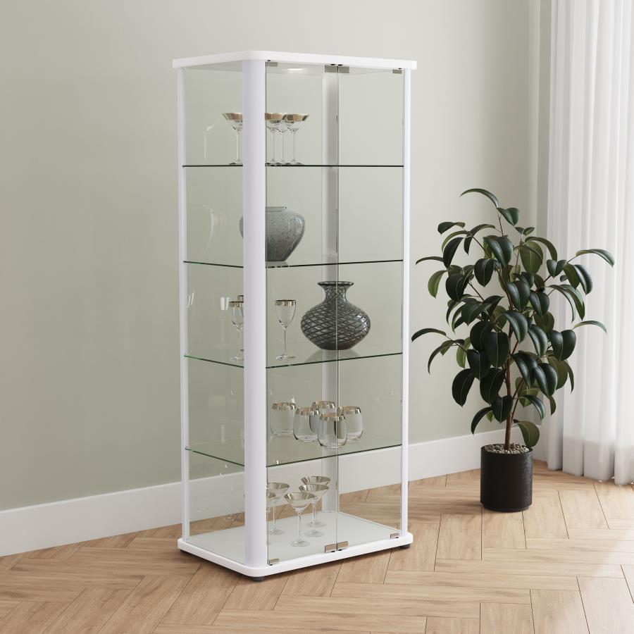 Aero - 5 - Shelf Display Curio Cabinet With Led Lighting Curio Cabinets by Coaster Fine Furniture - Walls Furniture & Mattress