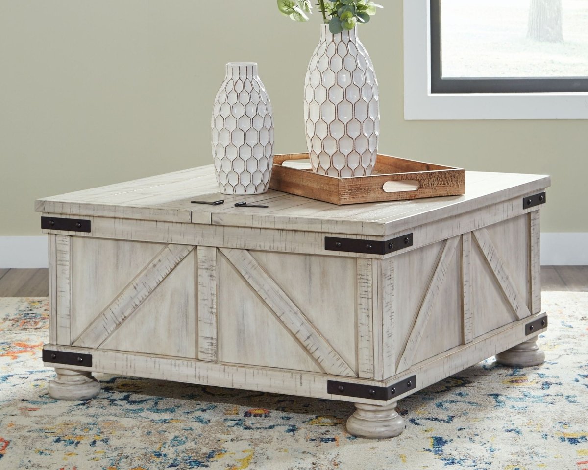 Carynhurst - Cocktail Table with Storage - Whitewash Cocktail Tables by Signature Design by Ashley® - Walls Furniture & Mattress