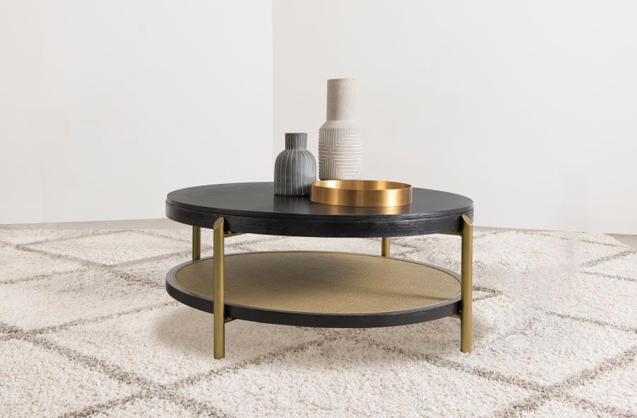 Arini - Round Coffee Table With Storage Shelf Coffee Tables by Coaster Fine Furniture - Walls Furniture & Mattress