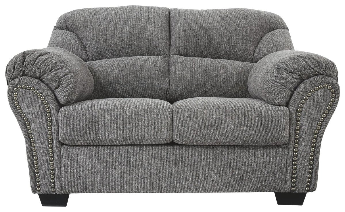 Allmaxx - Loveseat - Pewter Stationary Loveseats by Benchcraft® - Walls Furniture & Mattress