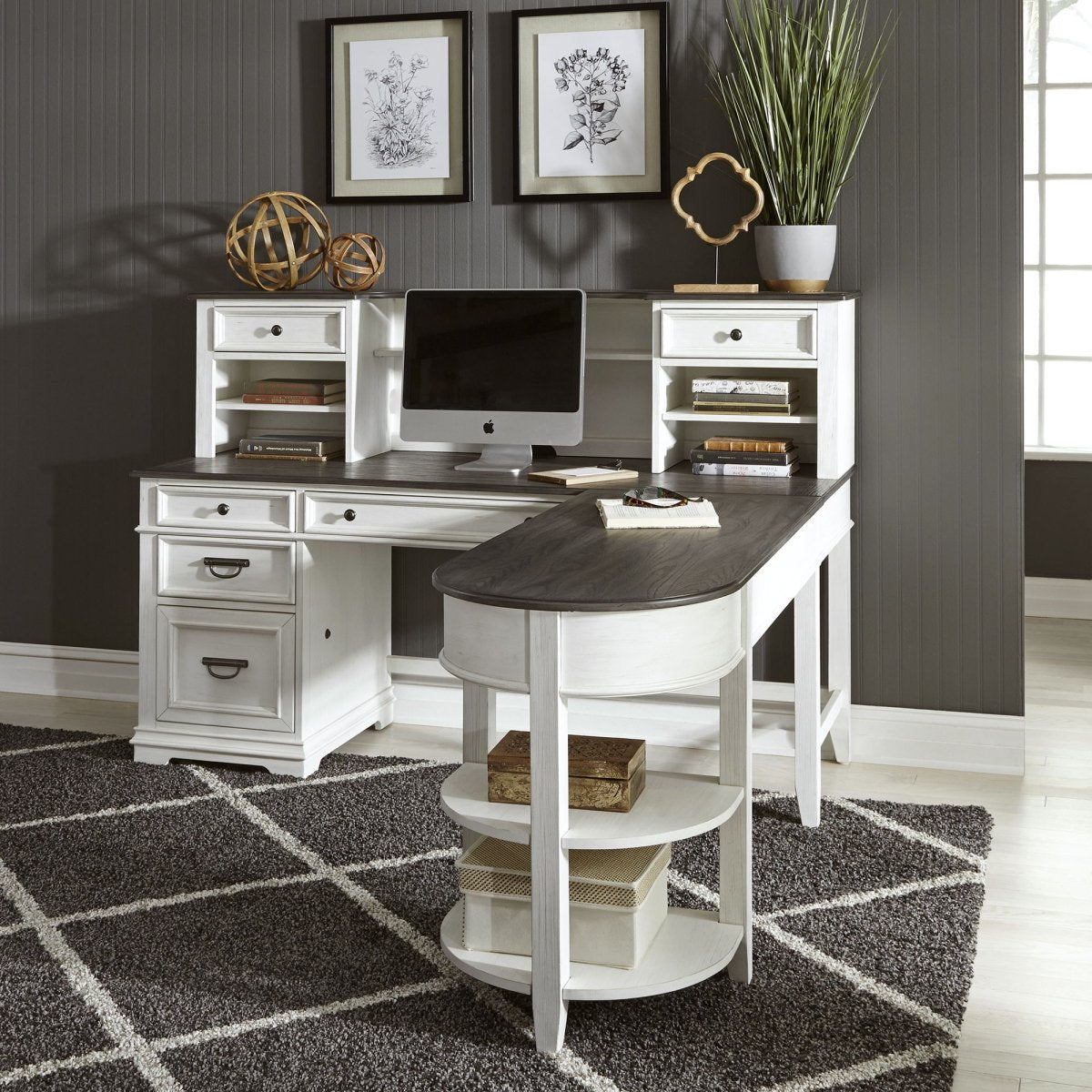 Allyson Park - L Shaped Desk With Hutch - White 2 Piece Home Office Sets by Liberty Furniture - Walls Furniture & Mattress