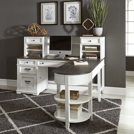 Allyson Park - L Shaped Desk With Hutch - White 2 Piece Home Office Sets by Liberty Furniture - Walls Furniture & Mattress