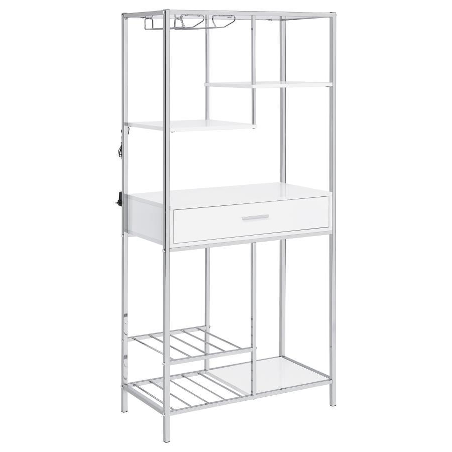 Figueroa - 5 - Shelf Wine Storage Bar Cabinet - White High Gloss Wine Cabinets by Coaster Fine Furniture - Walls Furniture & Mattress