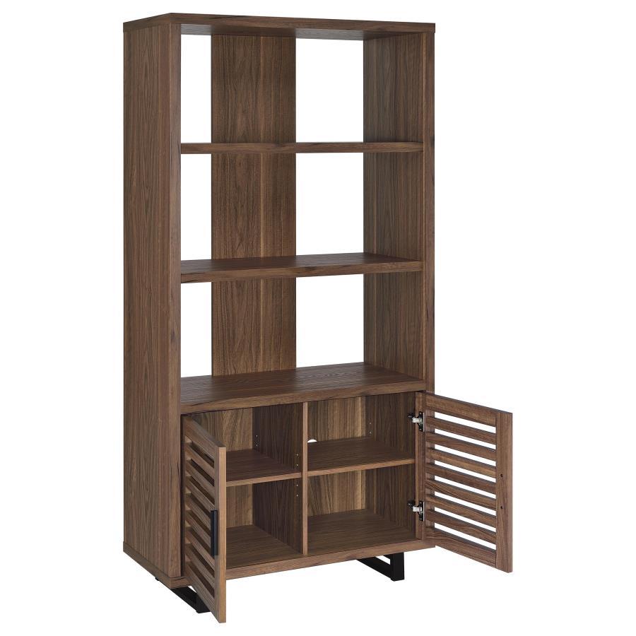 Maddox - 3 - Shelf Cabinet Bookcase - Walnut Standard Bookcases by CoasterEveryday - Walls Furniture & Mattress