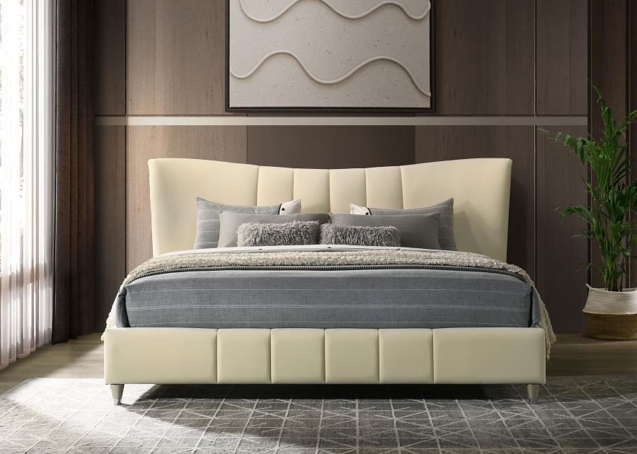 Evelyn - Upholstered Panel Platform Bed Upholstered Beds by Coaster Fine Furniture - Walls Furniture & Mattress