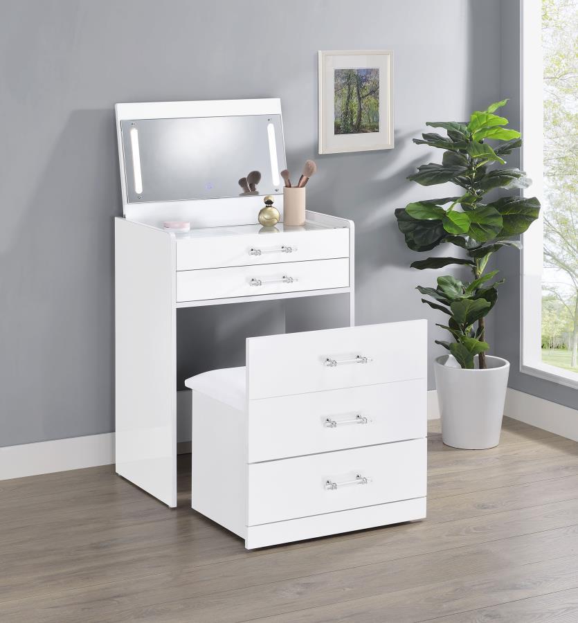 Danbury - 3 - Drawer Makeup Vanity & Stool Set Vanity Sets by Coaster Fine Furniture - Walls Furniture & Mattress