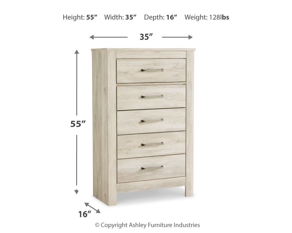 Bellaby - Five Drawer Chest - Whitewash Accent Chests by Signature Design by Ashley® - Walls Furniture & Mattress