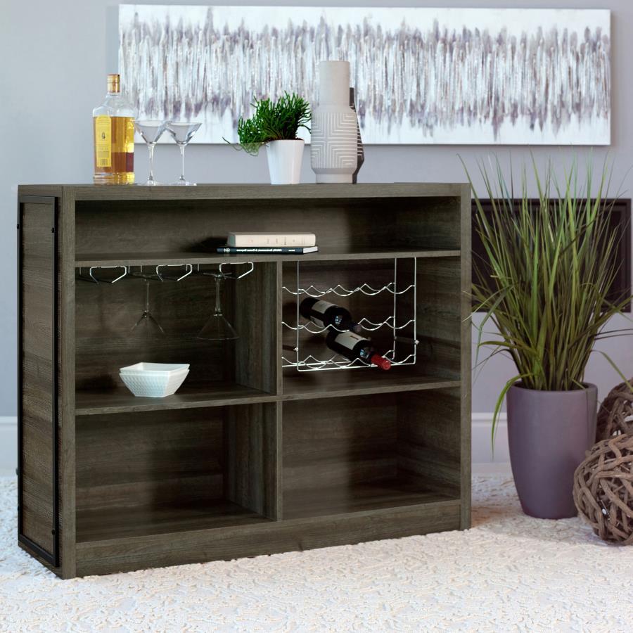Joe - 5 - Shelf Composite Wood Home Bar Wine Cabinet - Aged Oak Wine Cabinets by CoasterEveryday - Walls Furniture & Mattress