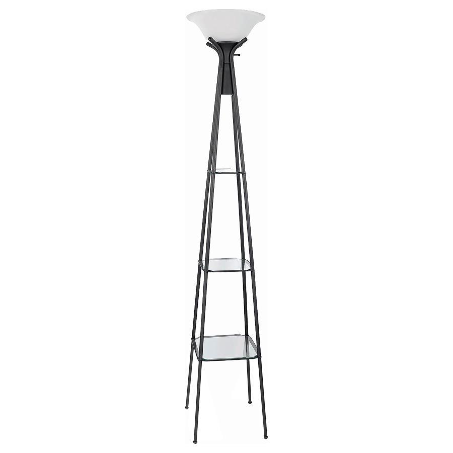 Gianni - 3 - Shelf Frosted Torchiere Floor Lamp - Black Floor Lamps by CoasterEveryday - Walls Furniture & Mattress