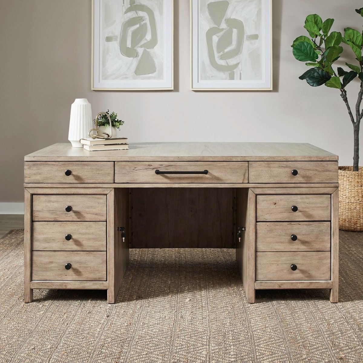 Proximity Place - Jr Executive Desk - Barley Buff Executive Desks by Liberty Furniture - Walls Furniture & Mattress