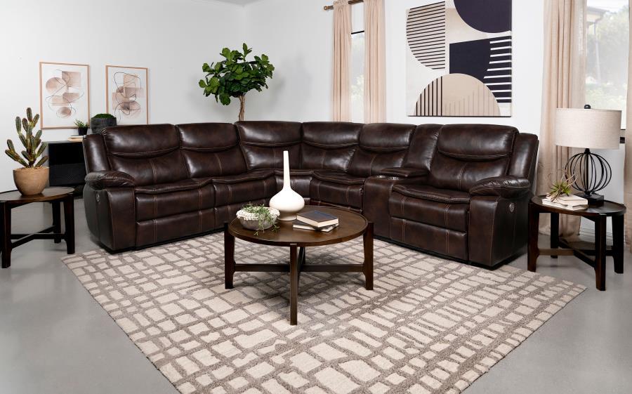 Sycamore - Upholstered Power Reclining Sectional Sofa Reclining Sectionals by Coaster Fine Furniture - Walls Furniture & Mattress