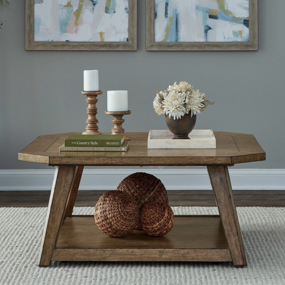 Carolina Park - Octagonal Cocktail Table - Brown Cocktail Tables by Liberty Furniture - Walls Furniture & Mattress