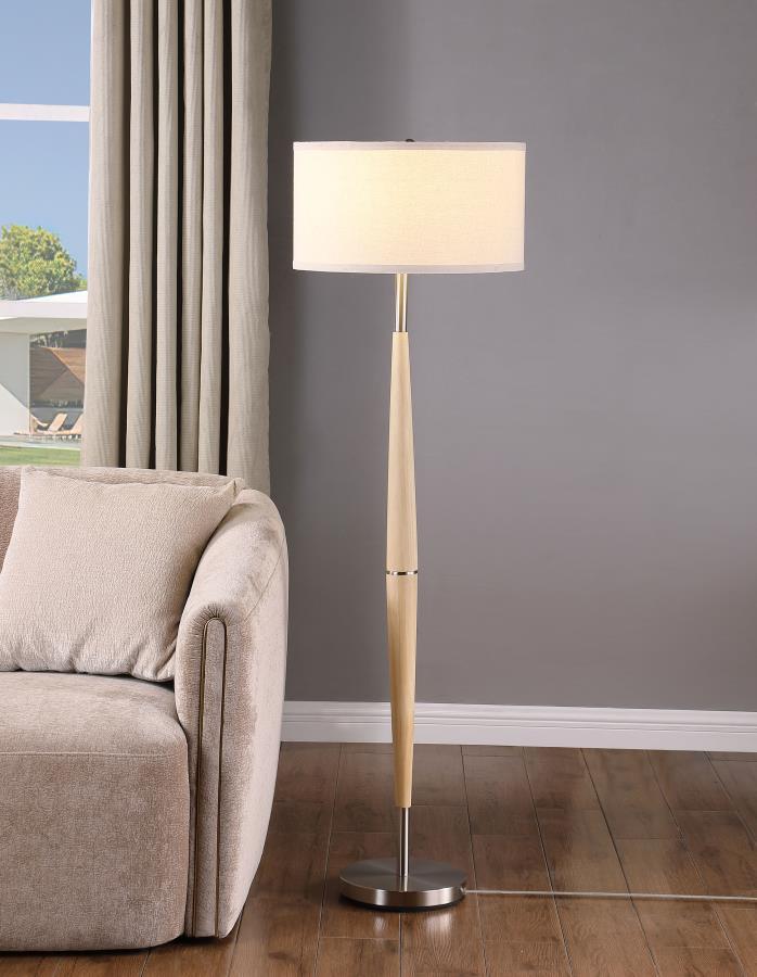 Flanary - Drum Shade Tapered Floor Lamp - Natural Floor Lamps by Coaster Fine Furniture - Walls Furniture & Mattress