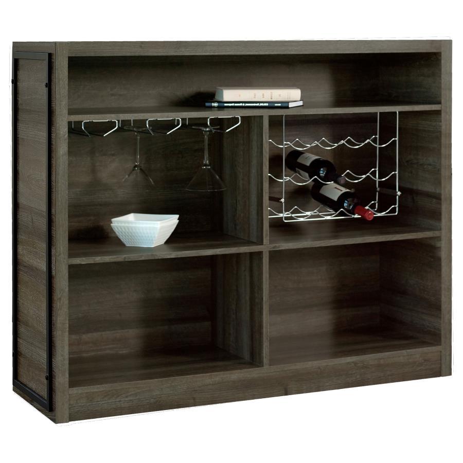 Joe - 5 - Shelf Composite Wood Home Bar Wine Cabinet - Aged Oak Wine Cabinets by CoasterEveryday - Walls Furniture & Mattress