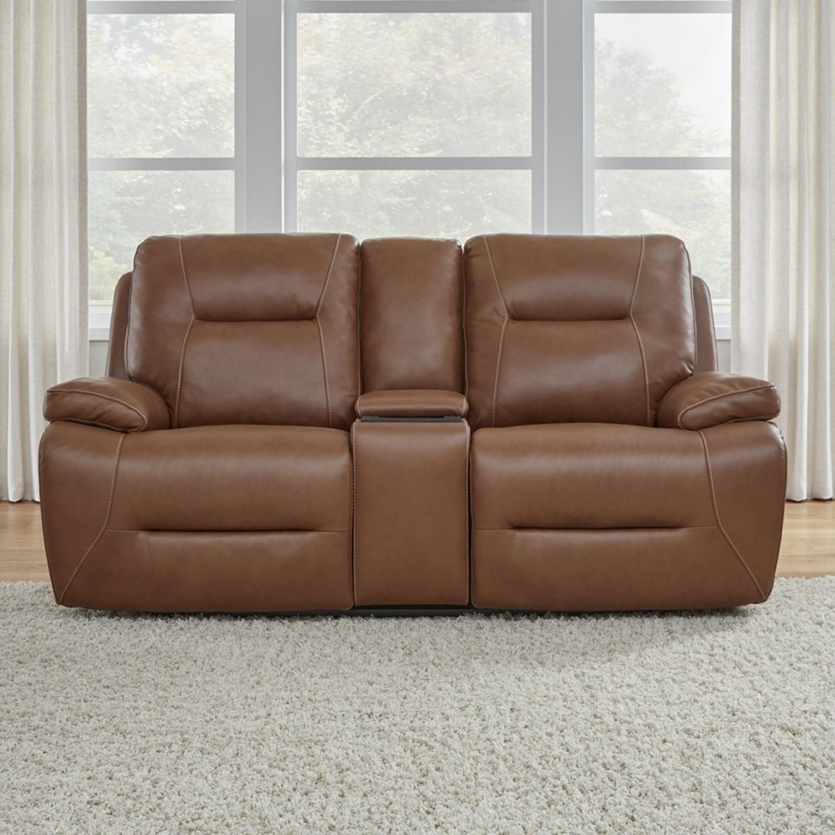 Cameron - Loveseat With Console P3 & ZG - Saddle - Dakota Saddle Leather Reclining Loveseats by Liberty Furniture - Walls Furniture & Mattress