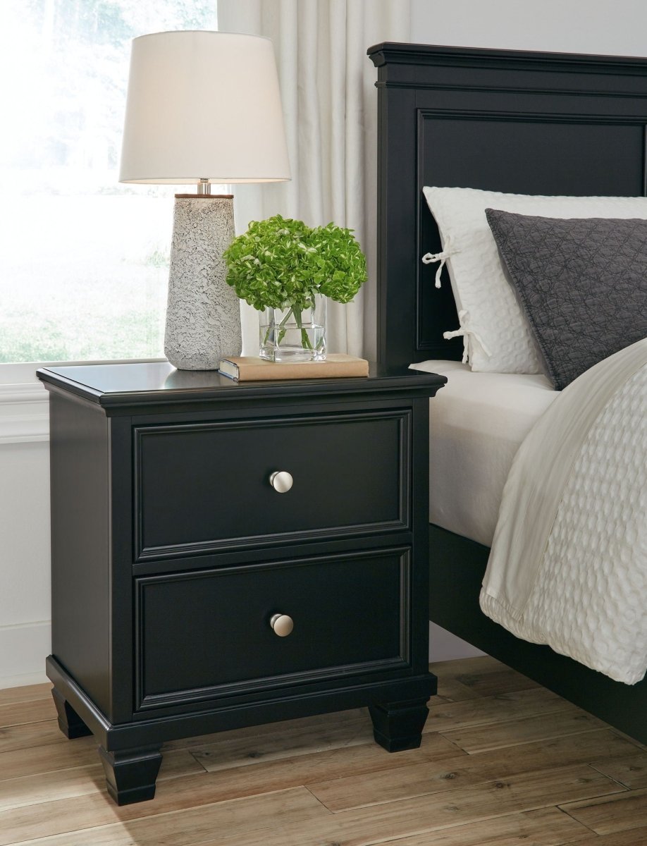 Lanolee - Two Drawer Nightstand - Black Accent Nightstands by Signature Design by Ashley® - Walls Furniture & Mattress