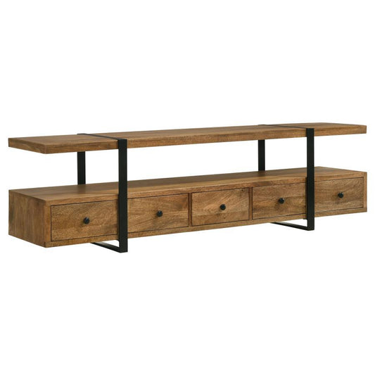Otto - 5 - Drawer Mango Wood TV Stand Media Console - Brown TV Stands by Coaster Fine Furniture - Walls Furniture & Mattress