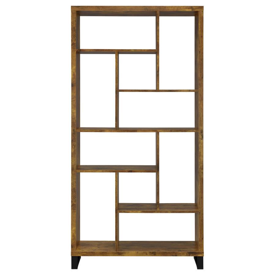 Delwin - 6 - Shelf Bookshelf - Rustic Nutmeg Standard Bookcases by CoasterEveryday - Walls Furniture & Mattress