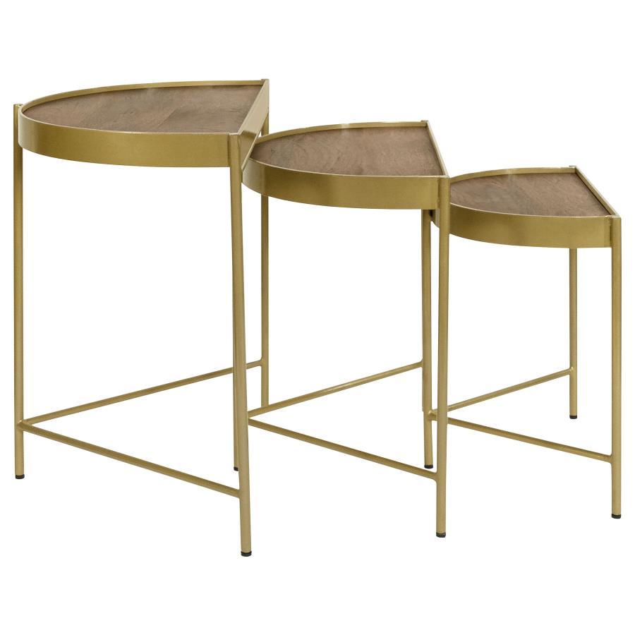 Tristen - 3 Piece Demilune Nesting Table - Brown And Gold Nesting Tables by Coaster Fine Furniture - Walls Furniture & Mattress