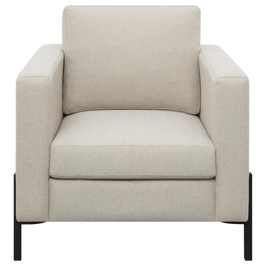 Tilly - Upholstered Track Arm Accent Chair - Oatmeal Arm Chairs by Coaster Fine Furniture - Walls Furniture & Mattress