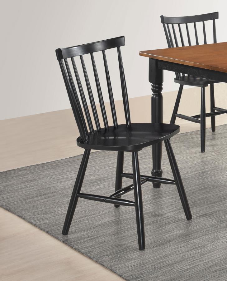 Hollyoak - Windsor Wood Dining Side Chair (Set of 2) - Black Chair Sets by Coaster Fine Furniture - Walls Furniture & Mattress