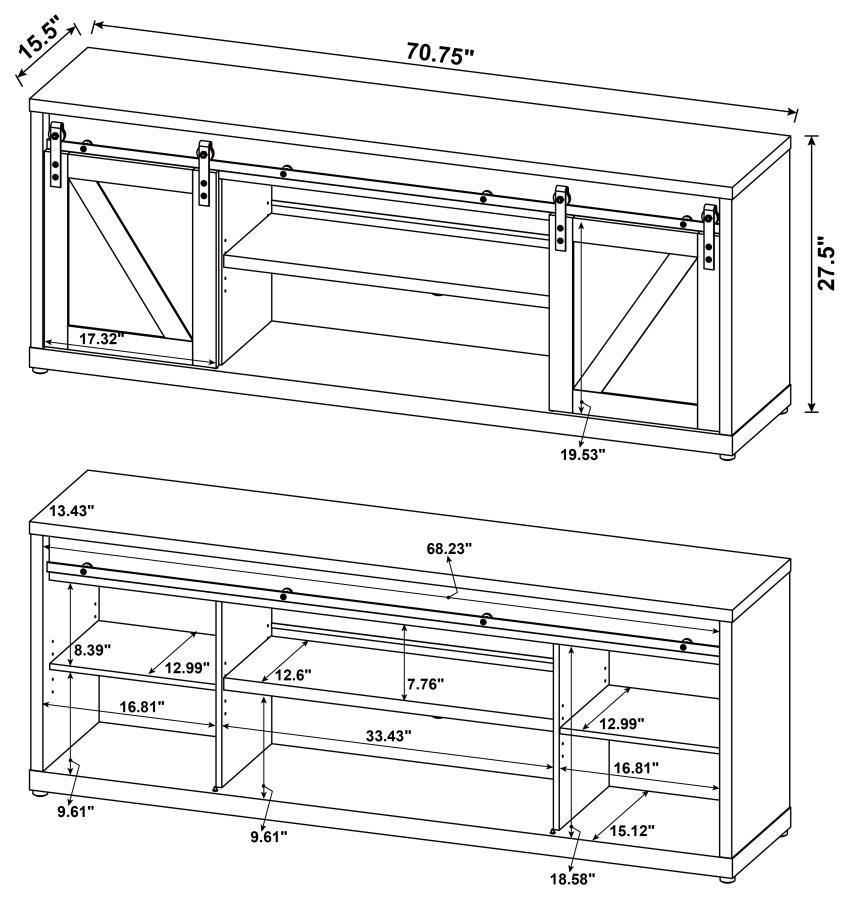 Brockton - 3 - shelf Sliding Doors TV Console TV Stands by CoasterEssence - Walls Furniture & Mattress