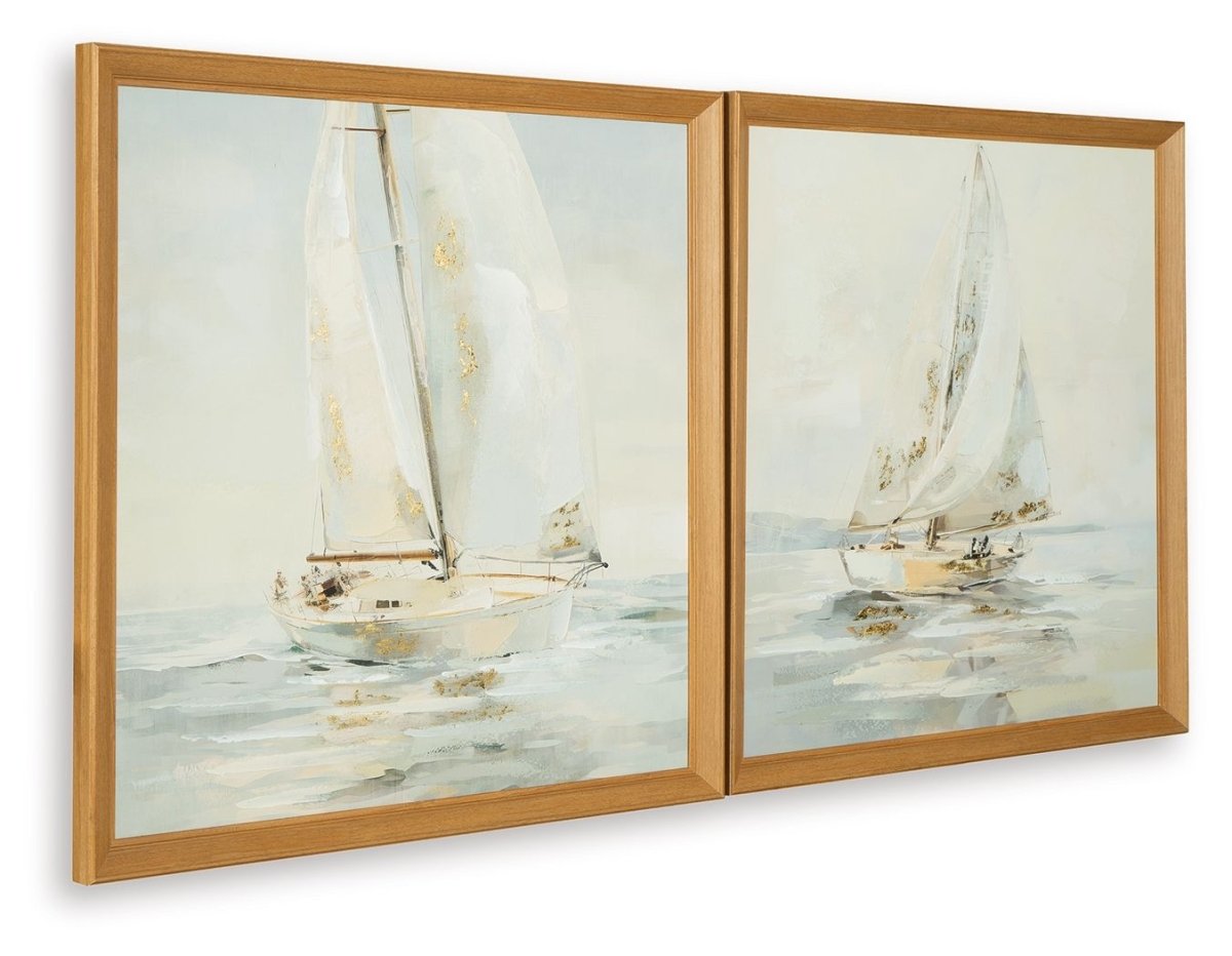 Winbrook - Wall Art Set (Set of 2) - Gray / Tan / Gold Finish Canvas Art Sets by Signature Design by Ashley® - Walls Furniture & Mattress
