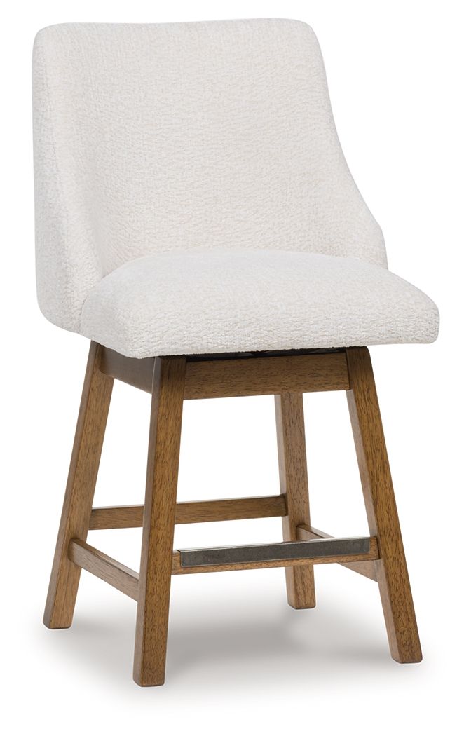 Cabalynn - Oatmeal / Light Brown - Upholstered Swivel Barstool (Set of 2) Stool Sets by Signature Design by Ashley® - Walls Furniture & Mattress