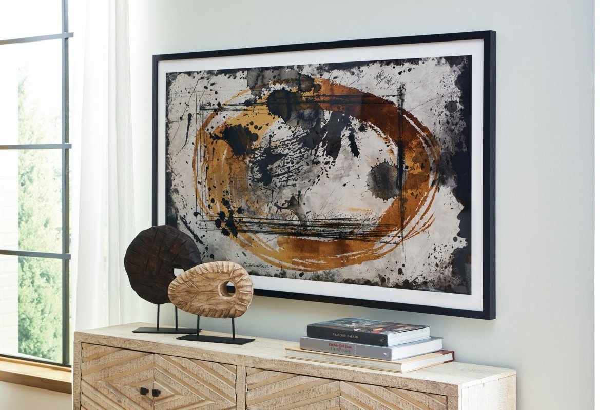 Clefting - Wall Art - Black / Caramel / Tan Framed Prints by Signature Design by Ashley® - Walls Furniture & Mattress