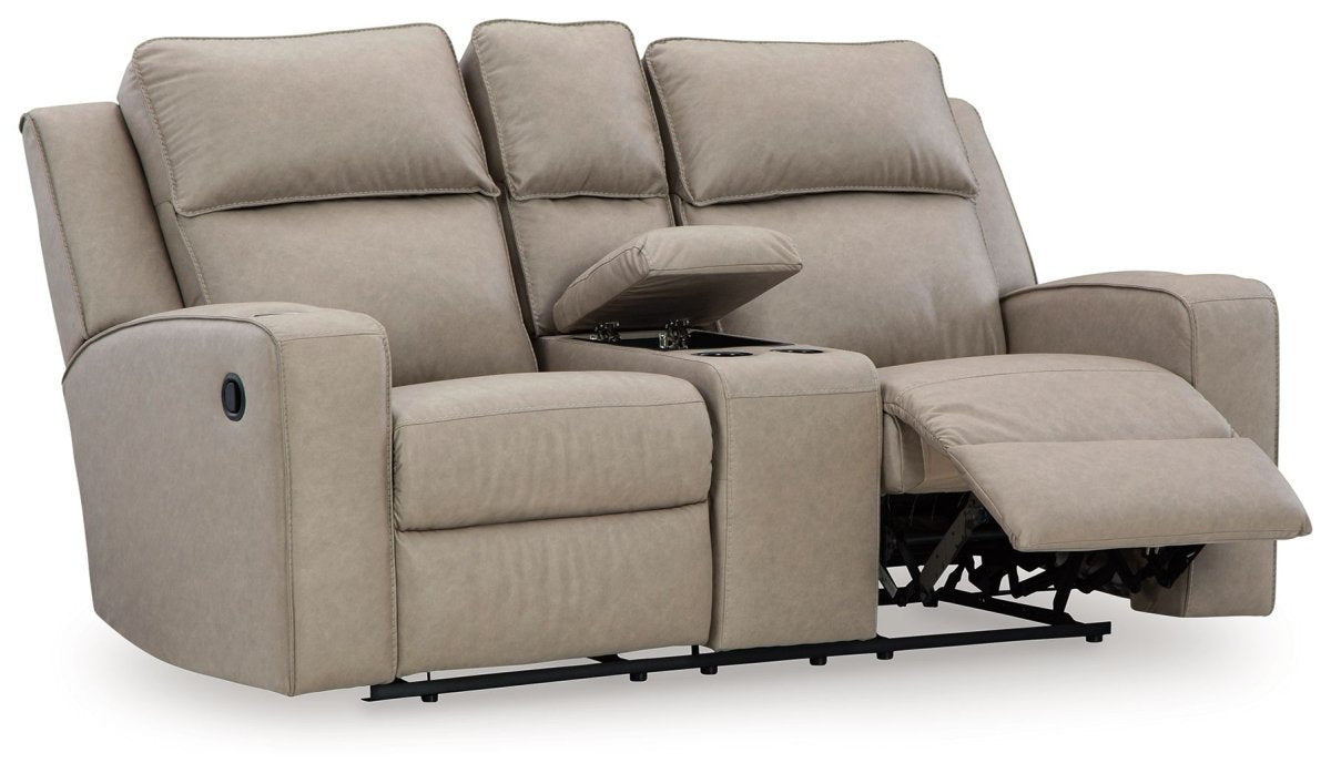 Lavenhorne - Dbl Rec Loveseat W/Console - Pebble Reclining Loveseats by Signature Design by Ashley® - Walls Furniture & Mattress