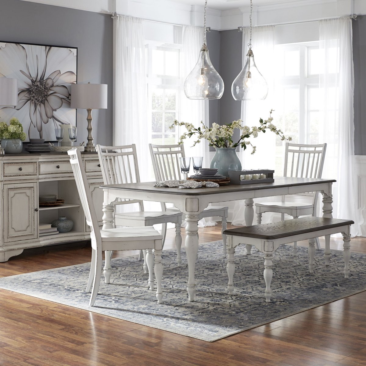 Magnolia Manor - Leg Table Set 5 Piece Dining Room Sets by Liberty Furniture - Walls Furniture & Mattress