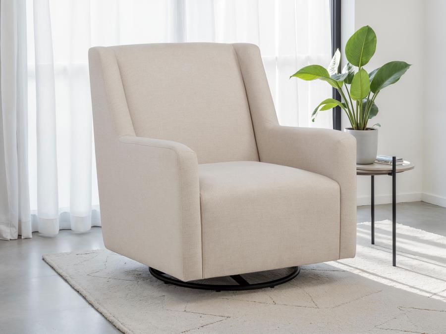 Sorrel - Fabric Upholstered Swivel Glider Arm Chair - Latte Swivel Glider Chairs by Coaster Fine Furniture - Walls Furniture & Mattress