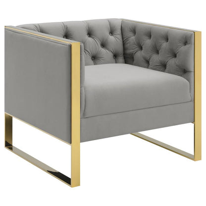 Eastbrook - Velvet Upholstered Tufted Accent Chair - Gray Arm Chairs by CoasterElevations - Walls Furniture & Mattress